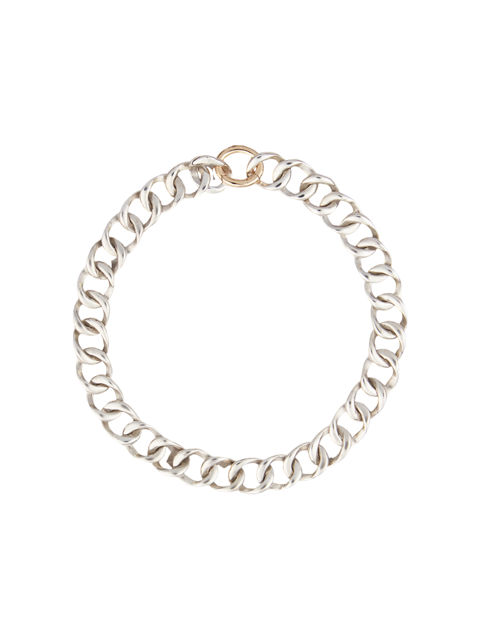 Lenk mini bracelet in silver with lock in 18k yellow gold